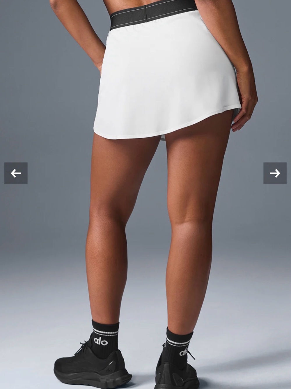 ALO Yoga White Mini Skirt with Black Waistband - Picture 4 of 4